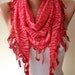 Red Scarf - Leopard Fabric with Red Trim Edge - Triangular