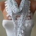 White Scarf with Blue Flowered Fabric - with White Trim Edge