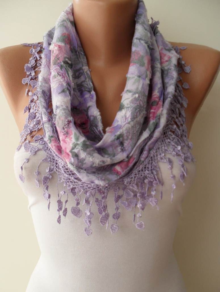 Mother's Day Gift - Lilac Scarf with Trim Edge