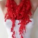 Red Scarf with Red Trim Edge Shaped Leaves