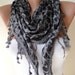 ON SALE - Leopard Print - Grey Scarf - with Trim Edge
