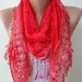 Red Shawl - Red Laced Fabric with Trim Edge