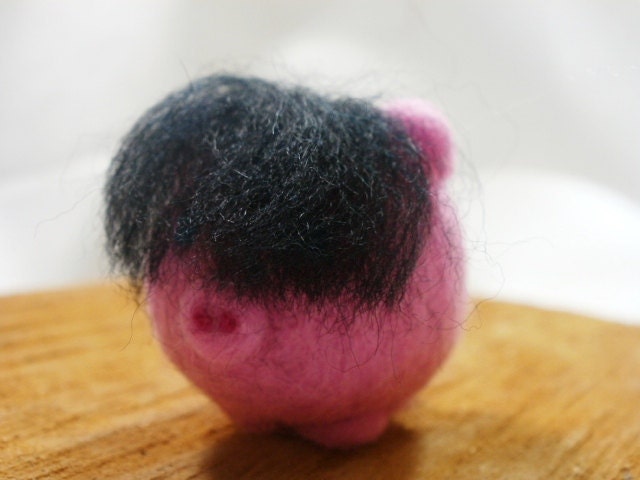 Needle Felted Pig -  miniature emo pig figure - 100% merino wool - Pig With Attitude