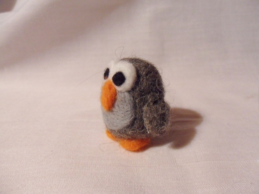Needle Felted Penguin -  miniature baby penguin figure - 100% Shetland wool