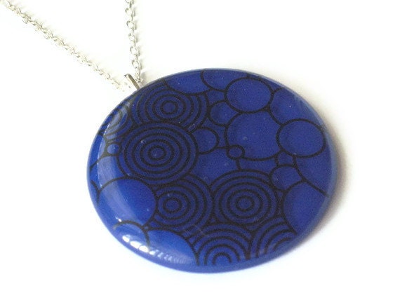 Big blue bubbles - fused glass necklace - fused glass pendant