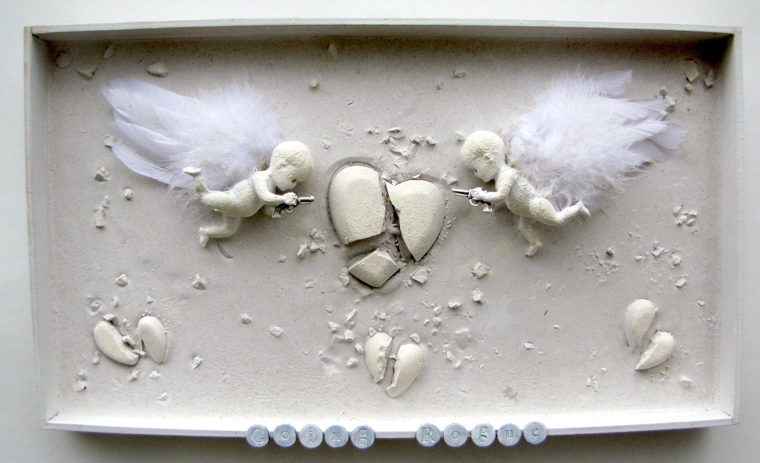 Cupid Angel Mixed Media Shadow Box Assemblage