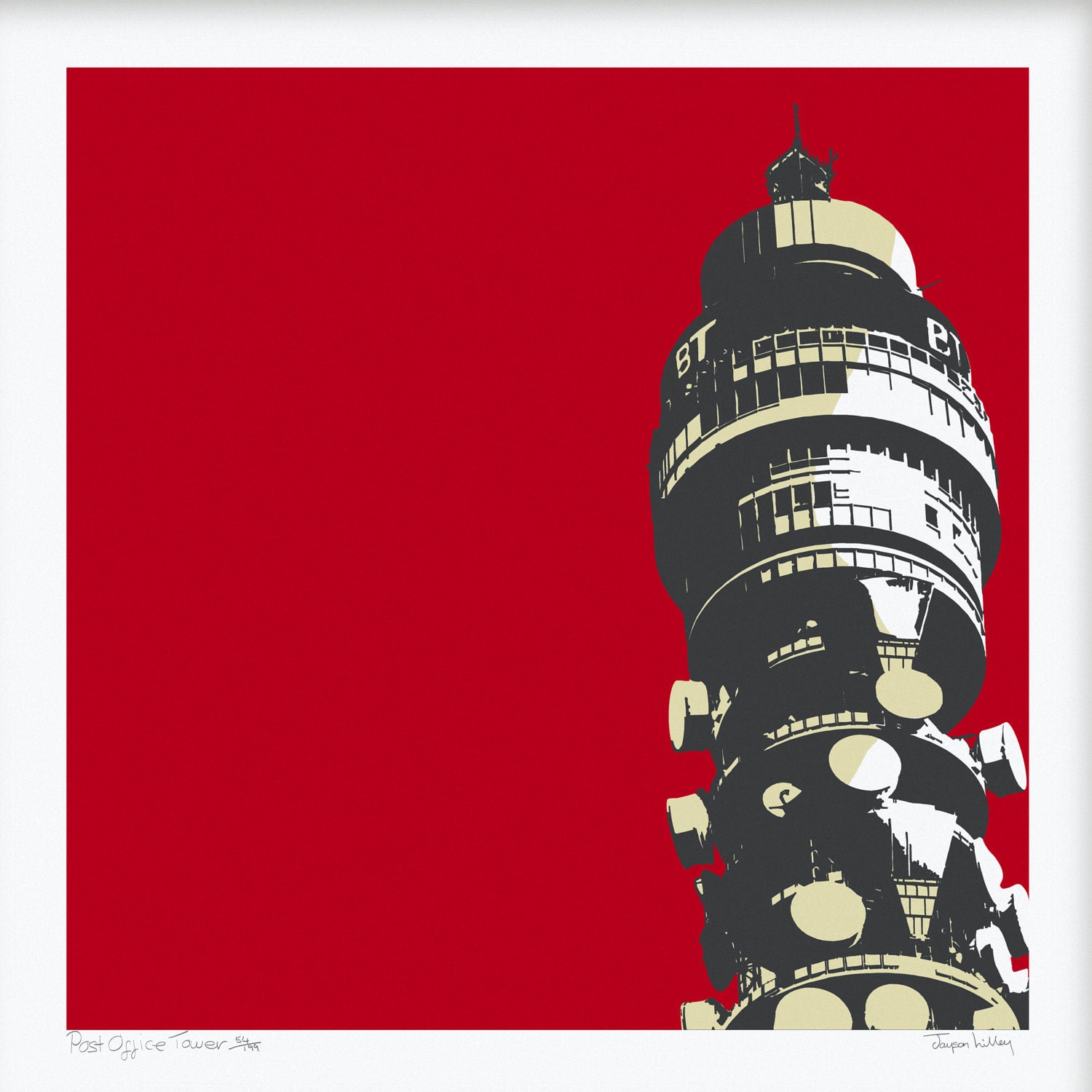 Post Office Tower Red Screenprint