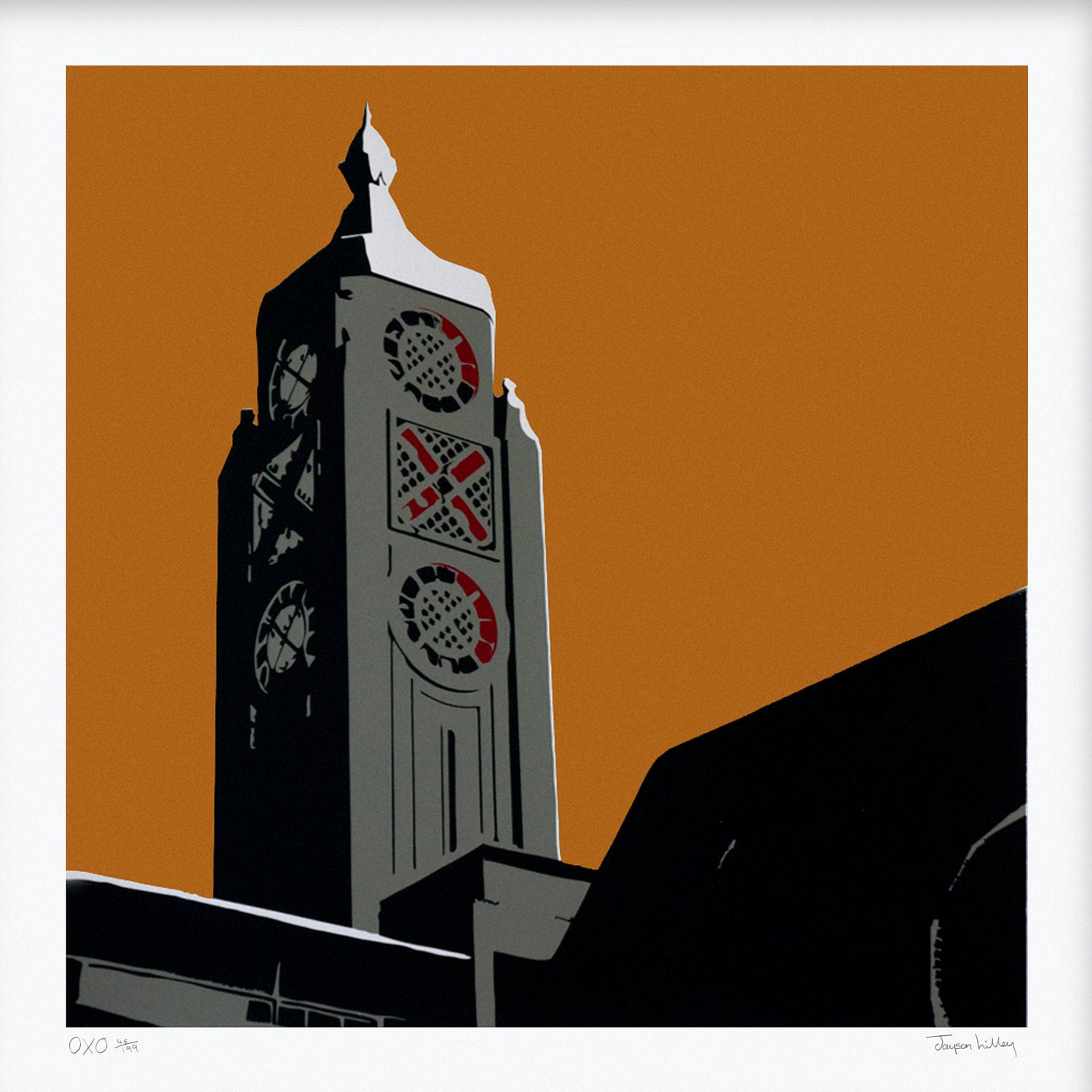 OXO Tower Burnt Orange Screenprint