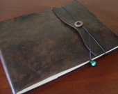 Large Refillable Leather Sketchbook with Glass and Ceramic Beads, Journal, Drawing Pad, Photo Album, Notebook, Guest Book