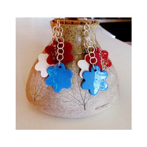 Earrings Patriotic Flowers