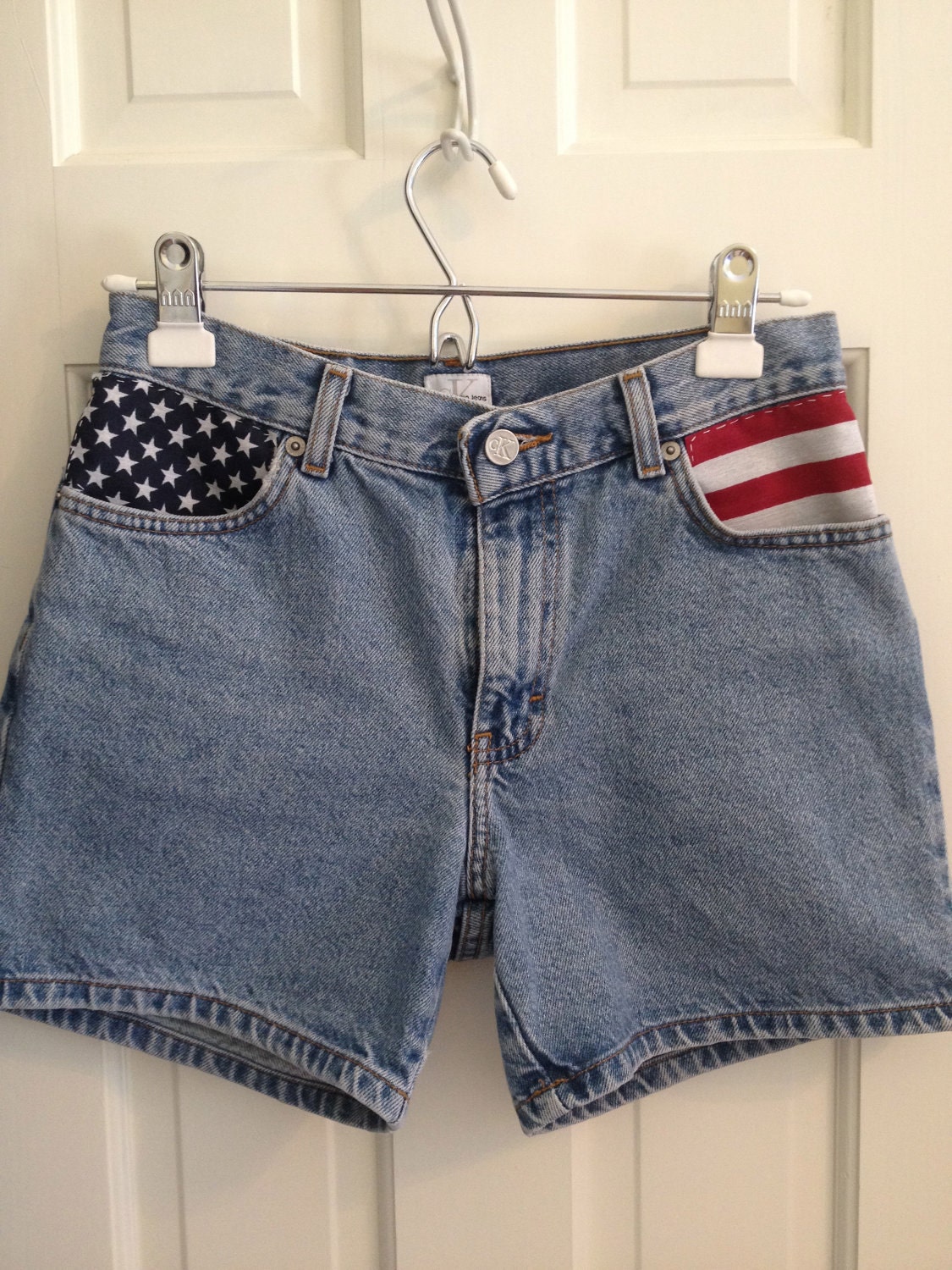 High Waisted Jean Shorts with an American Flag