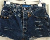 High Waisted Jean Shorts with Bronze Pyramid Studs