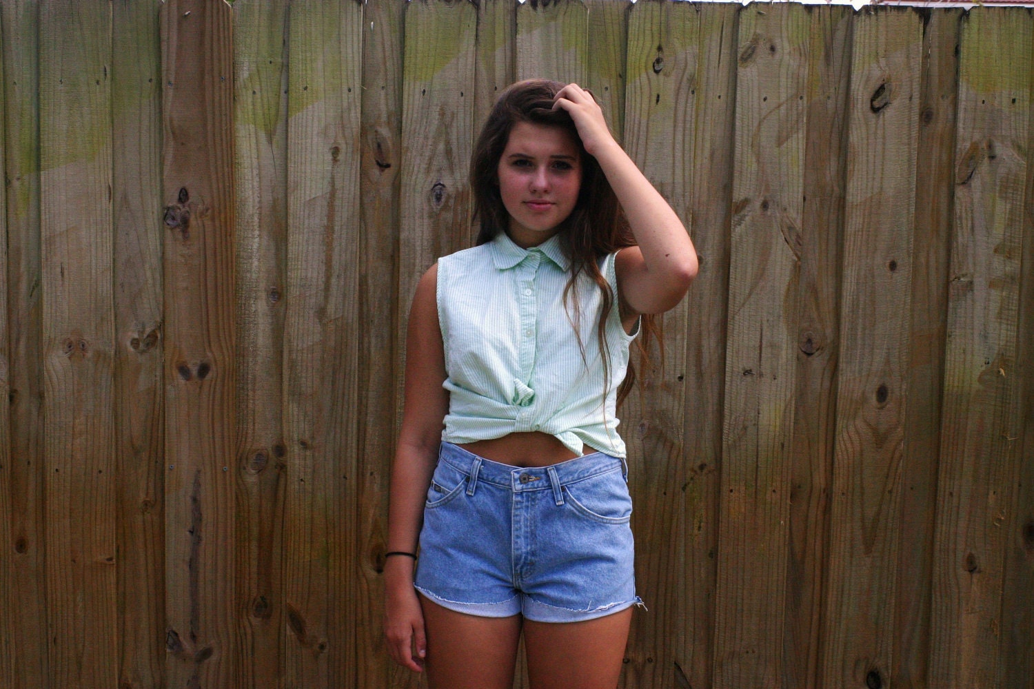 Cropped Sleeveless Button Up