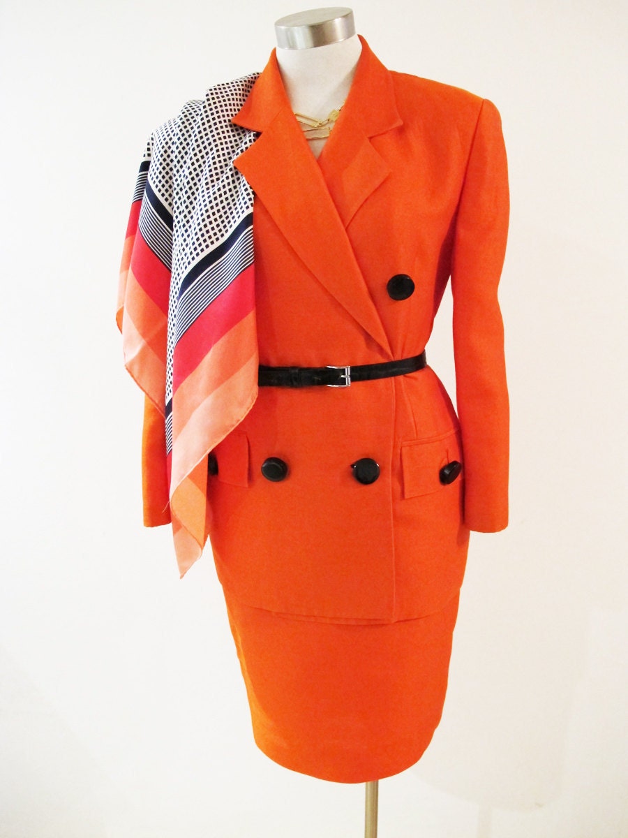 Christian Dior Vintage Suit in Vibrant Orange