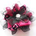 Skull and Crossbones Hair Bow, Hot Pink and Black Flower Hair Clip