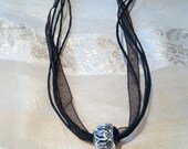 Play Ball Etched Aluminum Charm Necklace on Black Ribbon & Cord