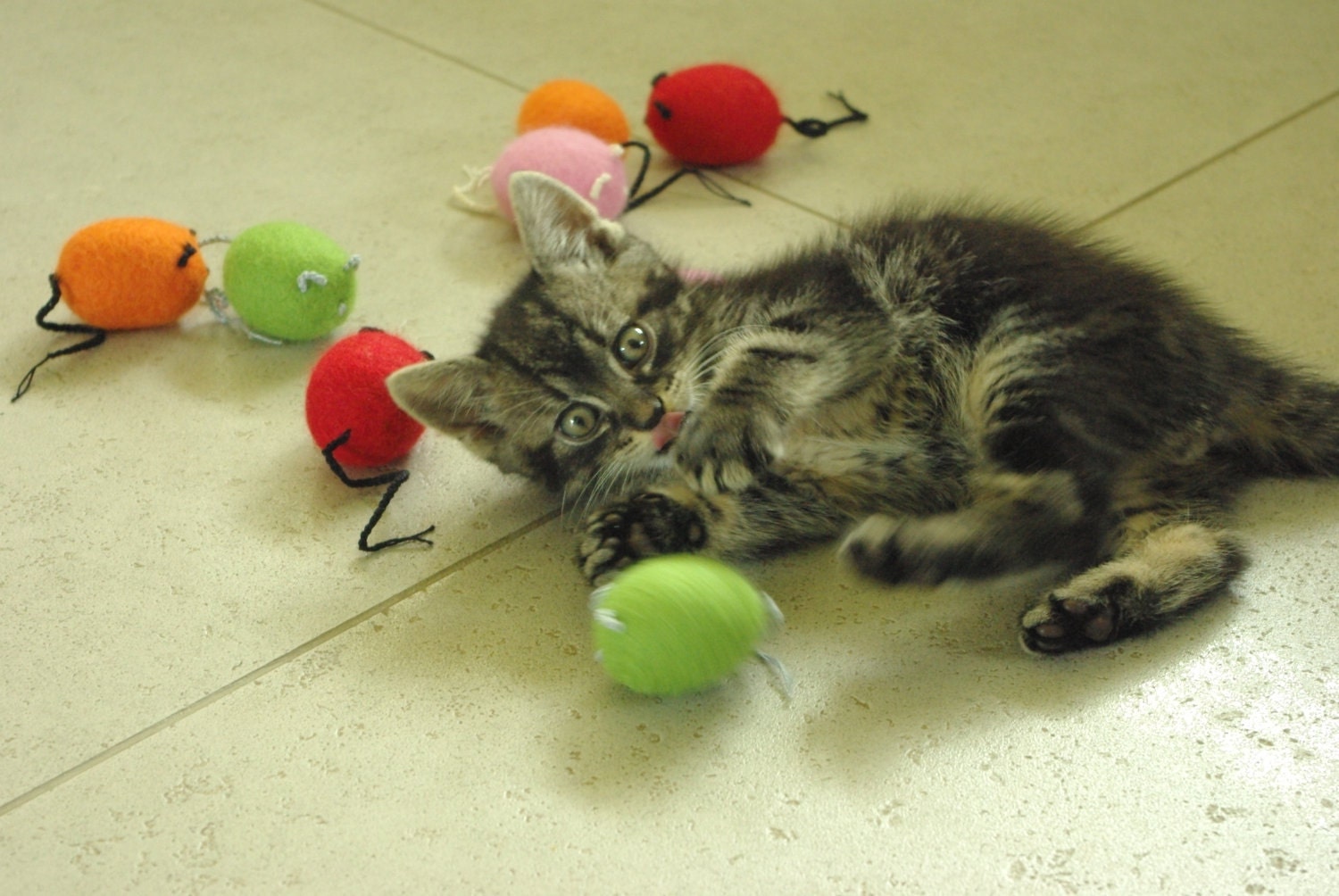 Cat toy felted mouse set of two