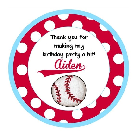 Baseball Round Labels Stickers for party favors, gift tags, or address labels