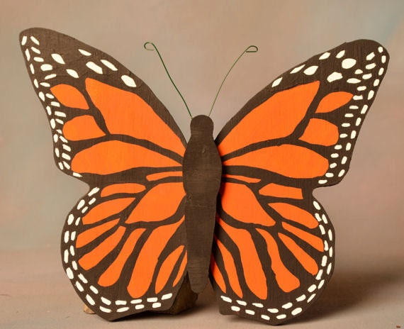 Wooden Monarch Butterfly yard art woodwork sign