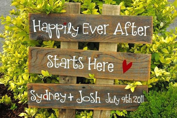 CUSTOM  Large Wedding Sign -3 rows of wood -you choose the words ALL PAINTED