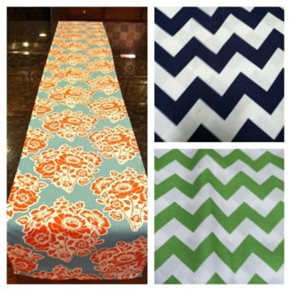 Chevron, High End fabric, OR Burlap 14x72  table runner of your choice