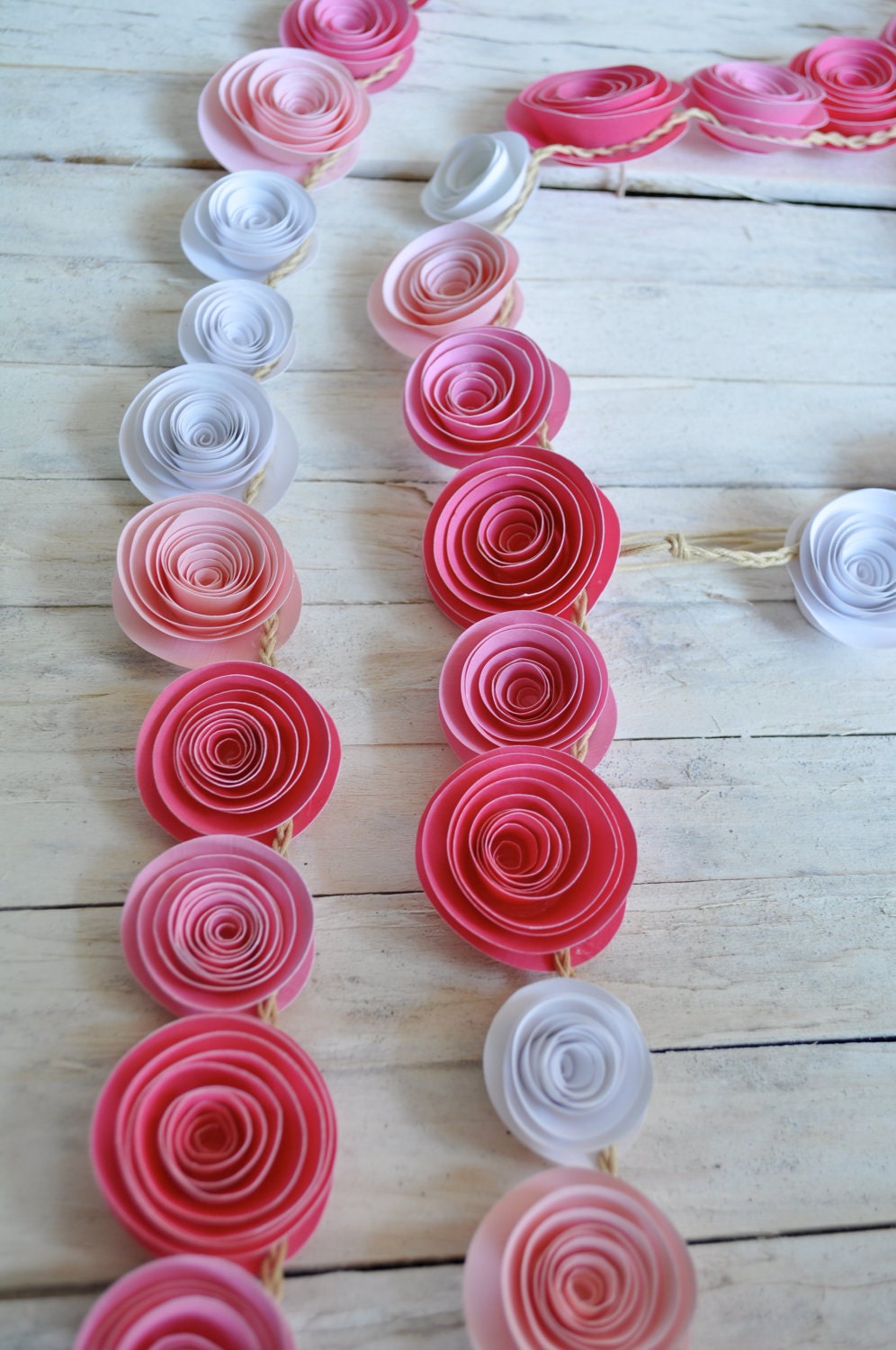 Garland Pink Paper Flower Garland- shower, birthday party, nursery garland-Baby Girl