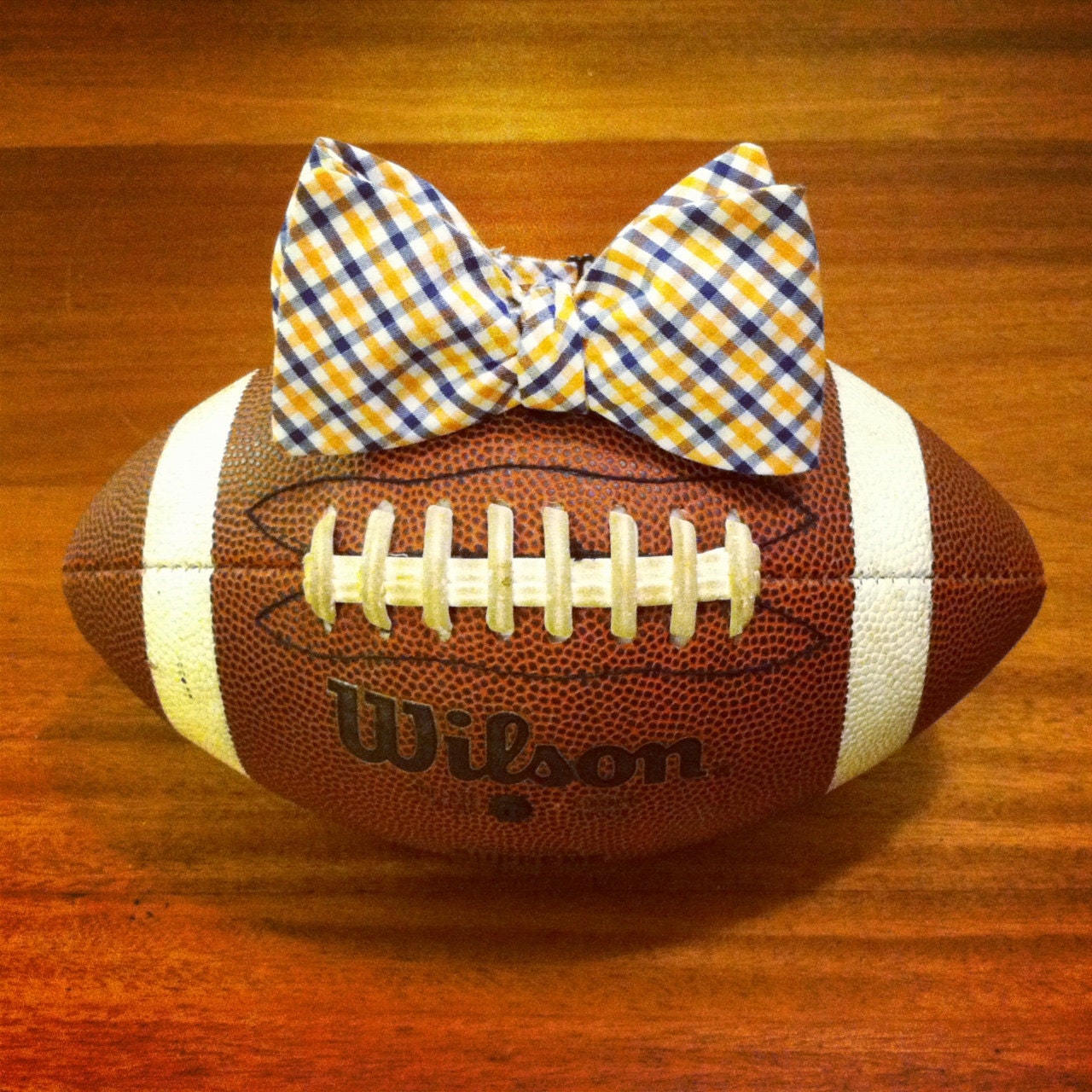 Orange & Blue Gingham Bow Tie