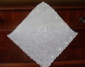 Bridal Heart White Embroidered Handkerchief For Your Wedding Day Keepsake.