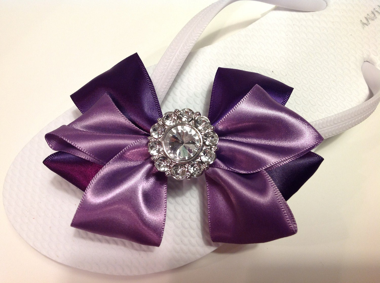 Purple Double Bow Flip Flop with Rhinestone