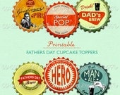 PRINTABLE Fathers Day cupcake toppers Retro Beer bottle tops Il_170x135
