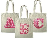 Alphabet bags, personlised long handle cotton tote bags