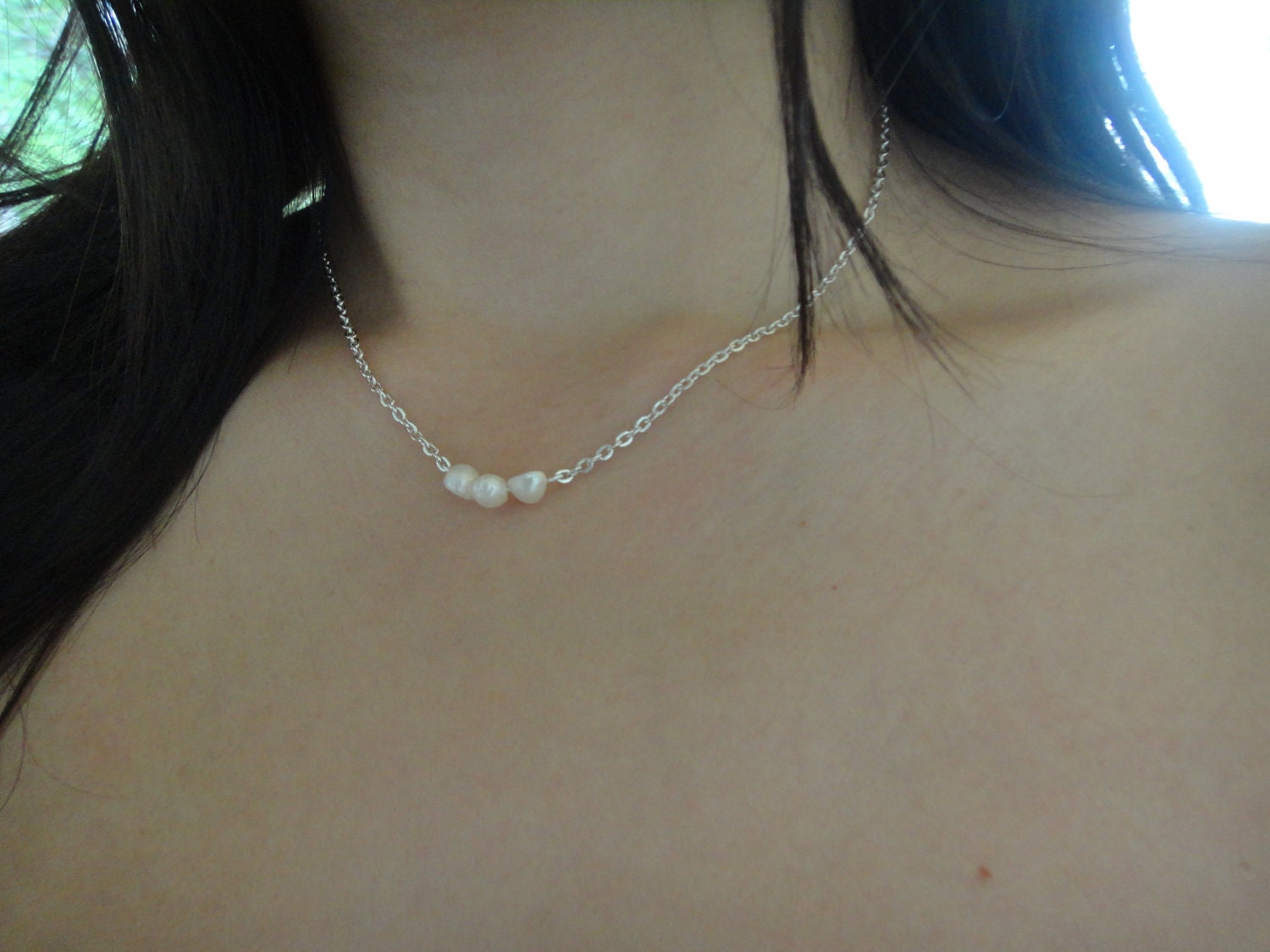 Wishes-3 mini Pearl Necklace, Gift,