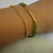 Gold Bar and Vintage Green Glass Bracelet