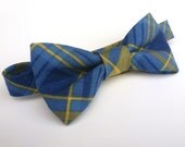 Boys Bow Tie- Blue and Yellow Plaid - Sizes newborn-adult
