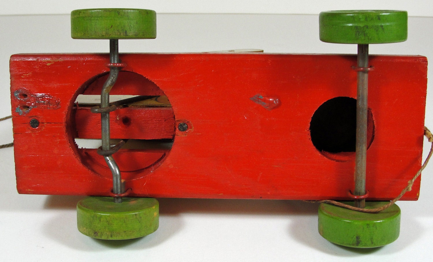 SALE 1940s Wood Mickey Mouse Drummer Pull Toy No. 476 - Vintage Fisher Price Childrens Wooden Toys - Collectors Gift