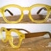 handmade rosewood and transparent yellow glasses / pale yellow acetate and wood eyeglasses