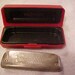 Vintage, Old Hohner Golden Melody Harmonica Bb Germany chrome red case, music, adults, kids, school, unique