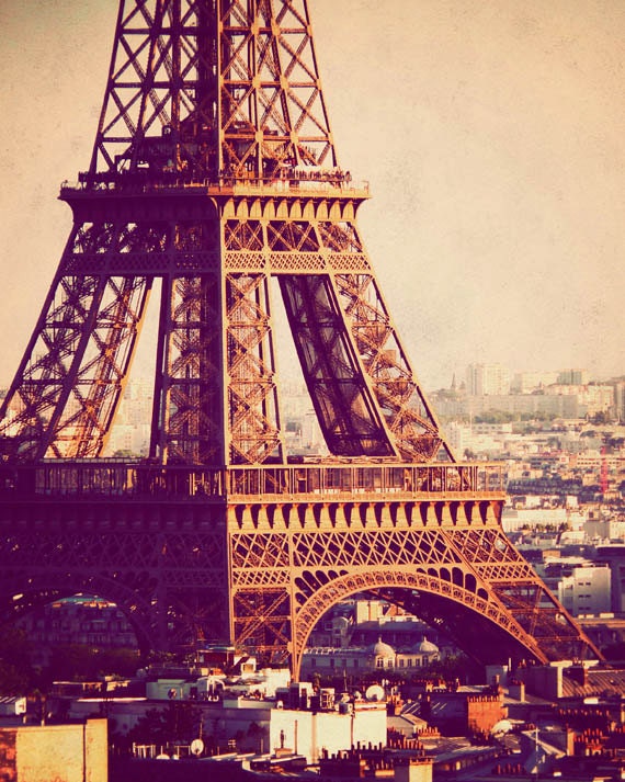Paris photograph, 8x10 Eiffel Tower photo, fine art travel photography, dreamy France, romantic wall art, vintage, pastel colors 