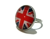 Union Jack Ring, Adjustable British Flag Jewelry