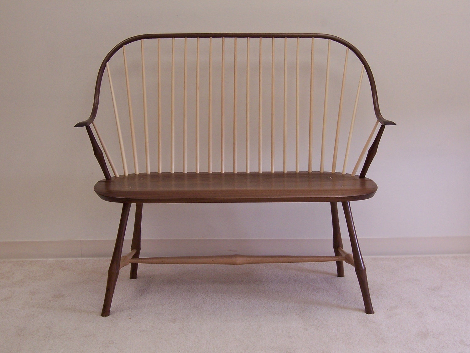 Elbow Settee in Walnut with Maple Wood