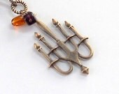 Chandelier Pendant Necklace Steampunk Fashion Amber Amethyst Purple Plum Glass Beads Antique Bronze Candelstick