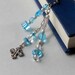 Cross Bookmark Aqua Beaded Christian Book Library Bookmarker Read Iridescent Shepherd's Crook