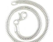 9" Sterling Silver Snake Chain Starter Bracelet For European Charm Beads Lobster Claw Clasp 3mm