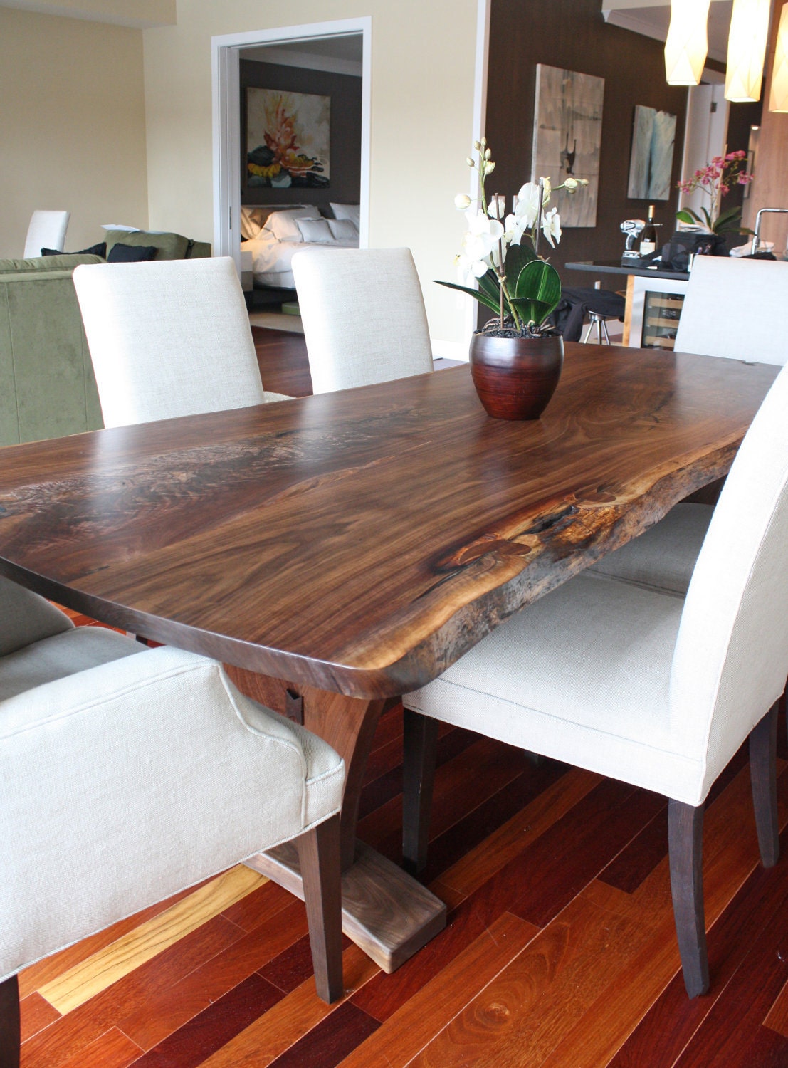 Dining Table - Modern with Walnut Slab