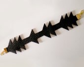 Black 'Transmission' bracelet - Genuine leather
