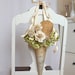 Rustic natural paper flower pew cone with mushroom and wood rose details for your wedding decor