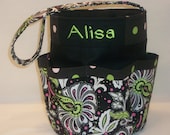 Monogrammed Bingo Bag Tote/ Craft Bag in Summer Blossoms
