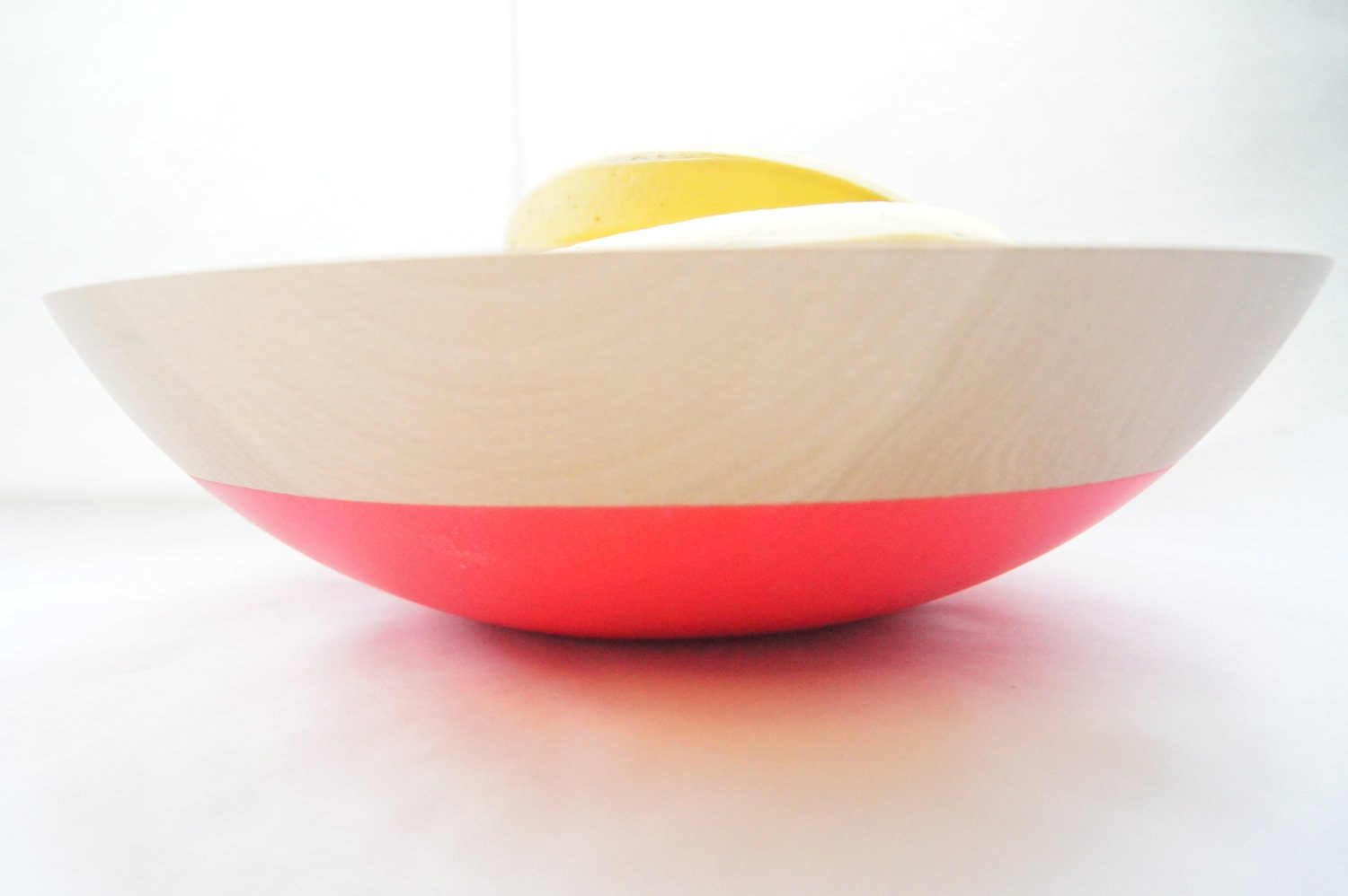 Wooden Bowl 12", Neon Pink, Summer Party, Picnic, Kitchen Decor, Fruit Bowl