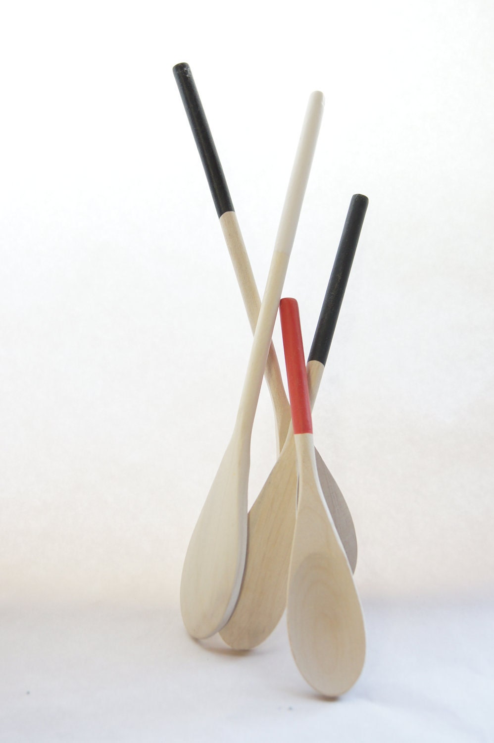 Wooden Spoons Set of 4: Black, Grey, White and Pink, Modern Kitchen