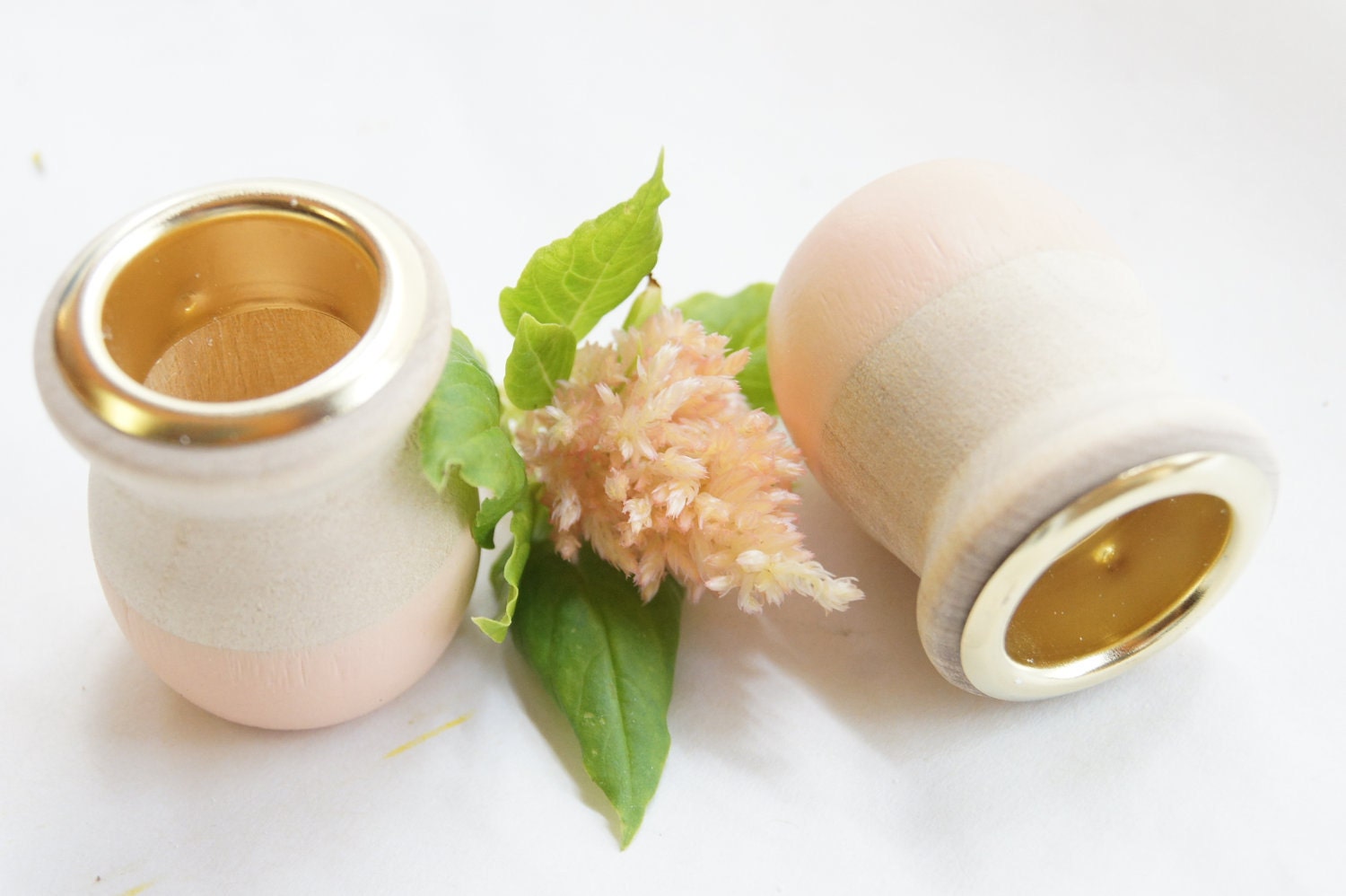 Wooden Candle Cups, Soft Peach, romantic decor, wedding